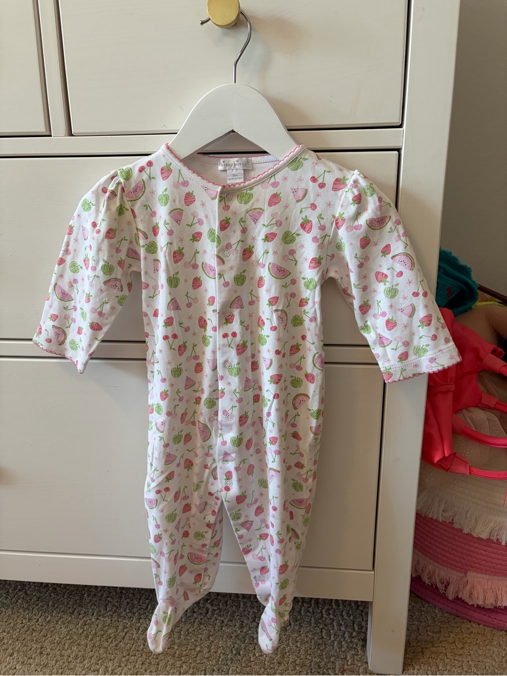 Kissy Kissy Fruit Footie 9M Pima Cotton Watermelon Strawberry Print